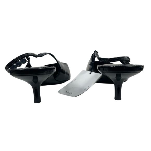 Mango MNG Rhinestone Slingback Kitten Heel Pump Black Size 40/ US 9 - Picture 7 of 13